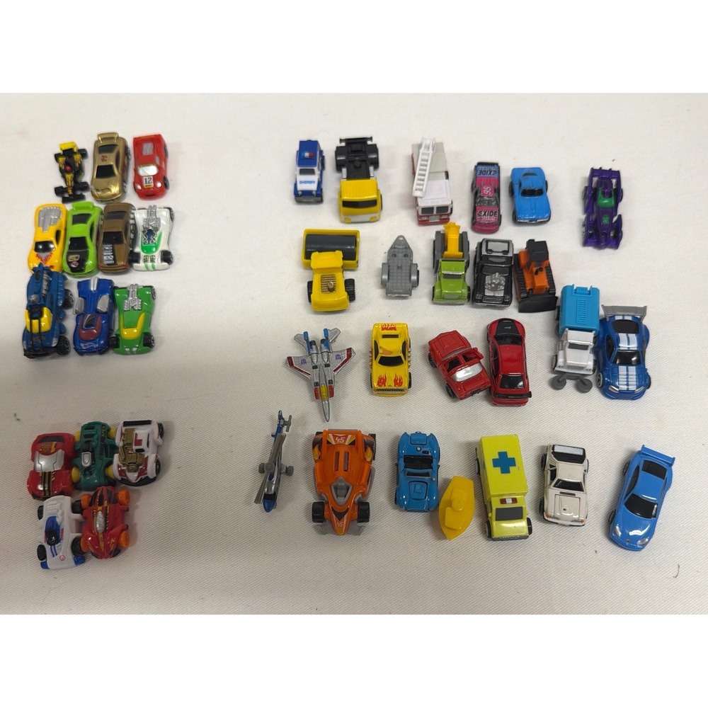 Lot of 38 Micro Vehicles Hot Wheels Tomy Miniature Cars Trucks Planes Helicopter